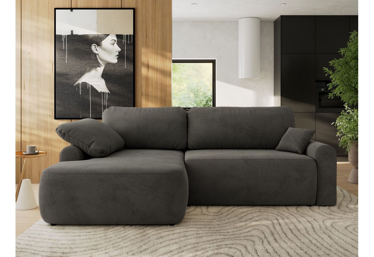 Narożnik CUBO L - strona lewa - ciemnoszary, welwet