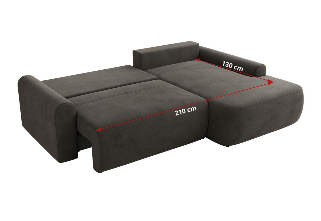 Narożnik CUBO L - strona lewa - ciemnoszary, welwet