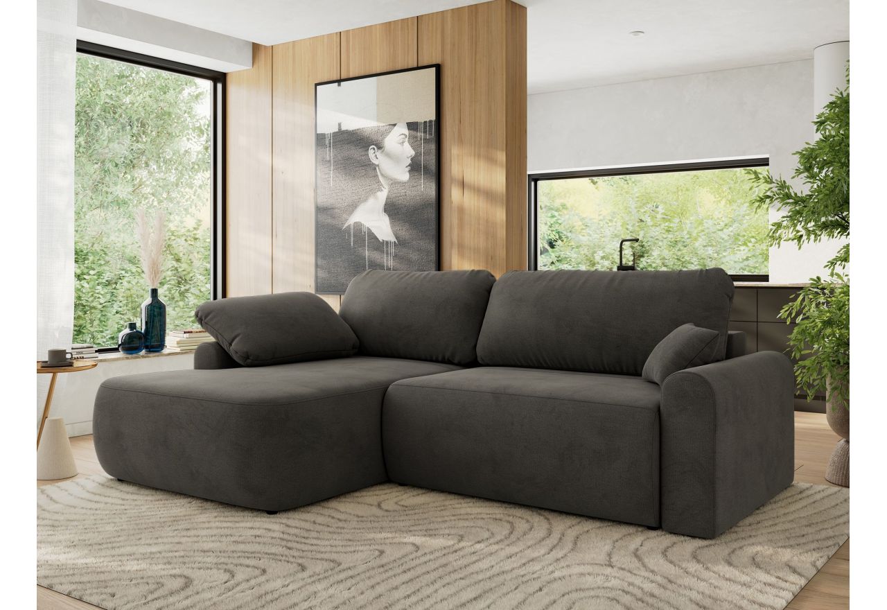 Narożnik CUBO L - strona lewa - ciemnoszary, welwet