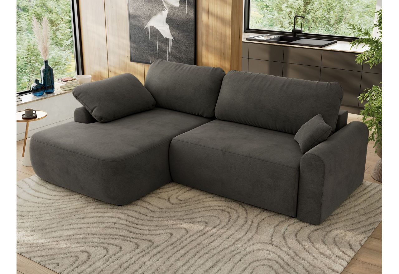 Narożnik CUBO L - strona lewa - ciemnoszary, welwet