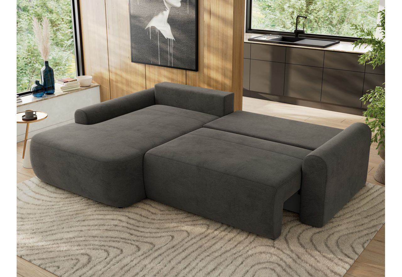 Narożnik CUBO L - strona lewa - ciemnoszary, welwet