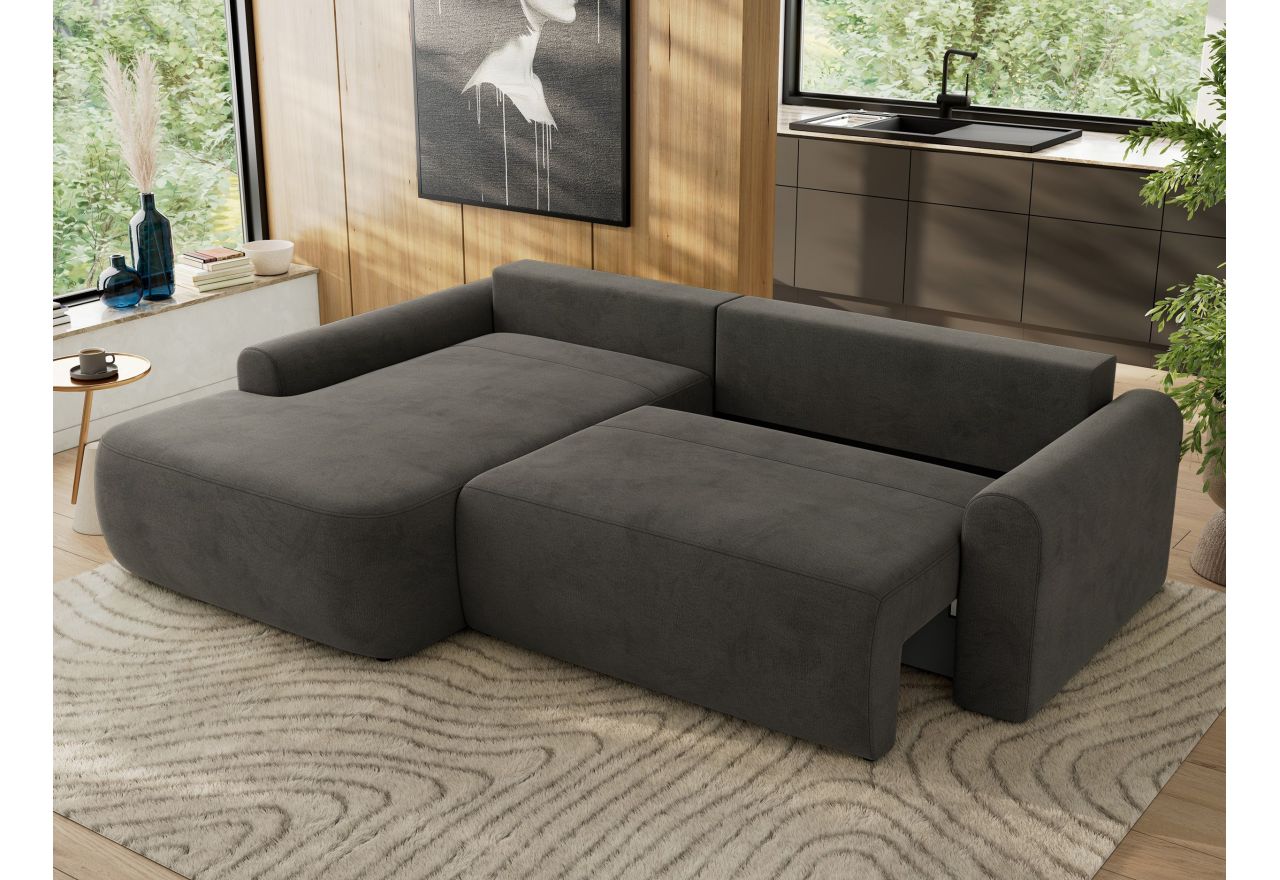 Narożnik CUBO L - strona lewa - ciemnoszary, welwet