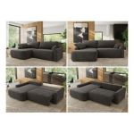 Narożnik CUBO L - strona lewa - ciemnoszary, welwet