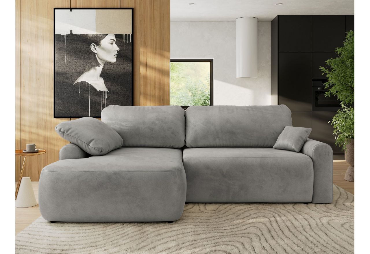 Narożnik CUBO L - strona lewa - jasnoszary, welwet