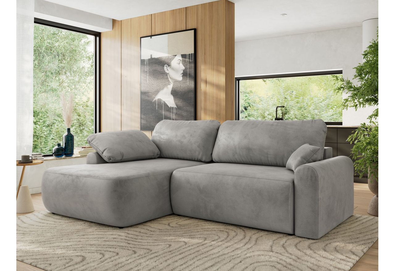 Narożnik CUBO L - strona lewa - jasnoszary, welwet