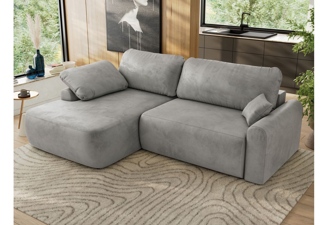 Narożnik CUBO L - strona lewa - jasnoszary, welwet