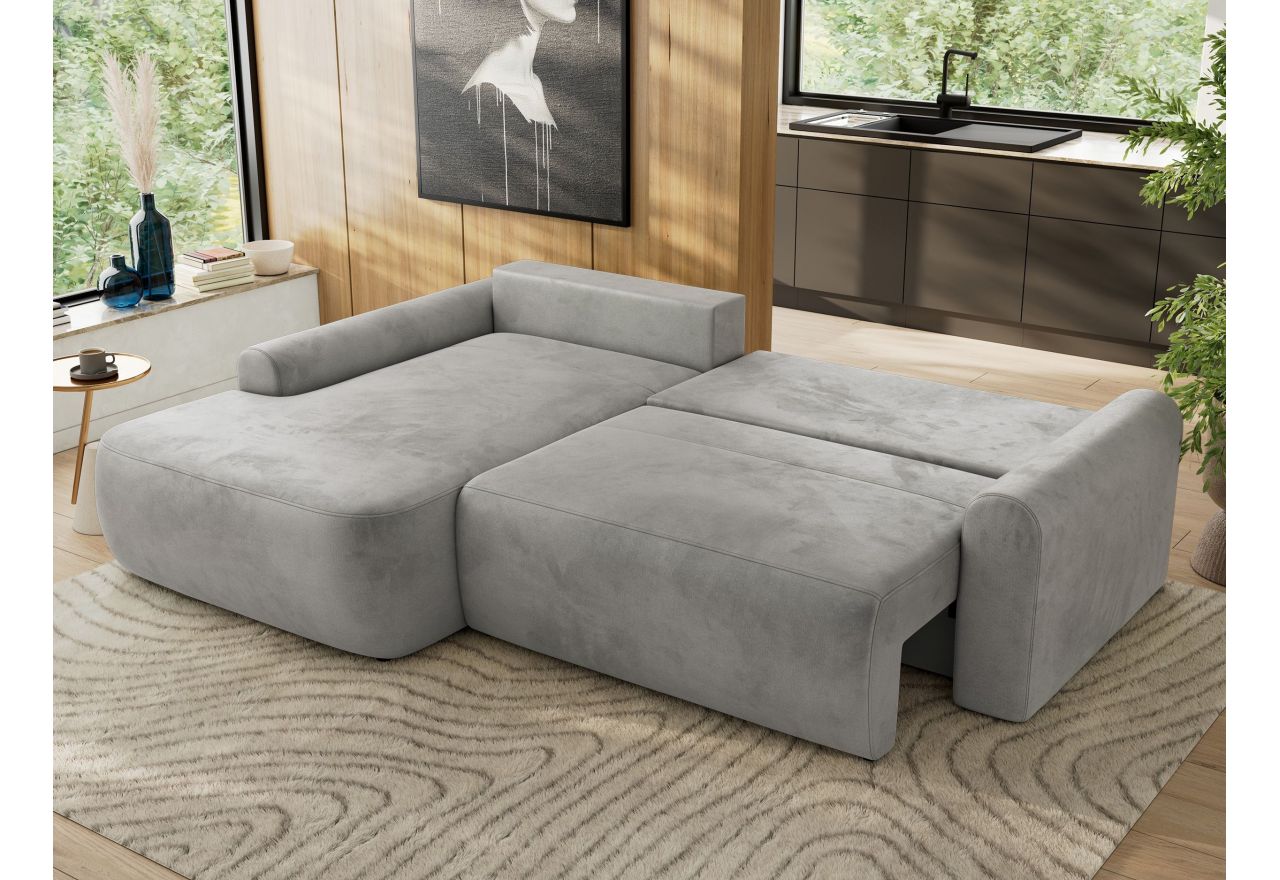 Narożnik CUBO L - strona lewa - jasnoszary, welwet