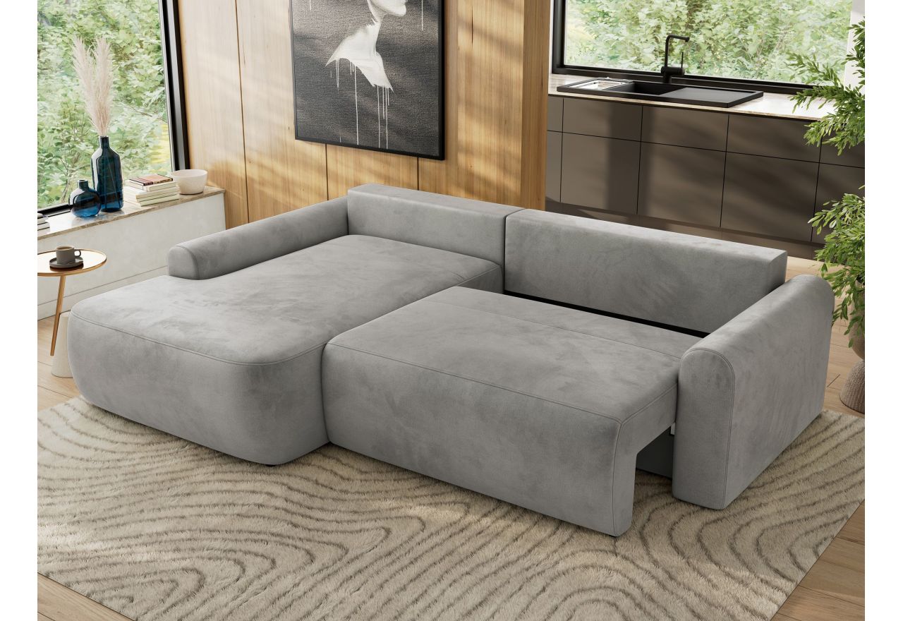 Narożnik CUBO L - strona lewa - jasnoszary, welwet