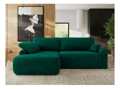 Narożnik CUBO L - strona lewa - ciemnozielony, welwet