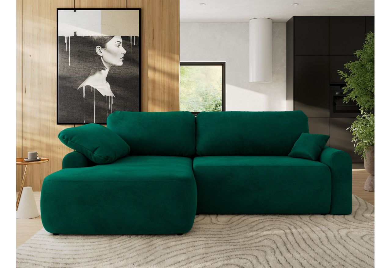 Narożnik CUBO L - strona lewa - ciemnozielony, welwet
