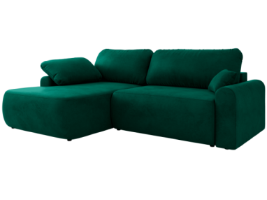 Narożnik CUBO L - strona lewa - ciemnozielony, welwet