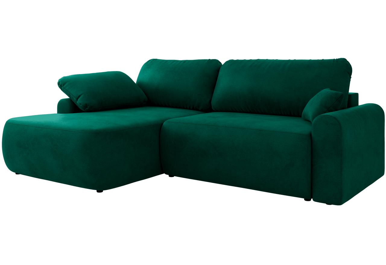 Narożnik CUBO L - strona lewa - ciemnozielony, welwet