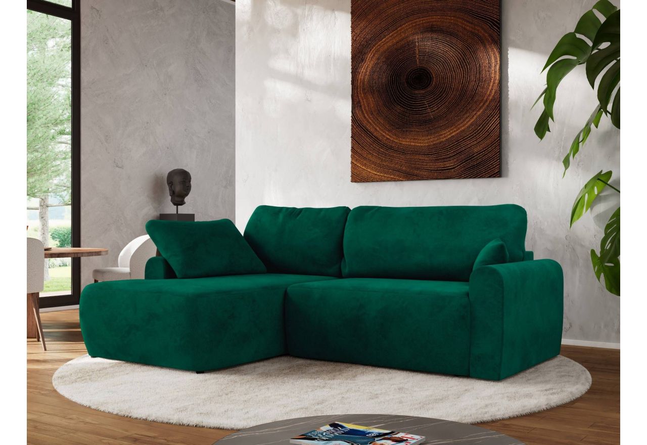 Narożnik CUBO L - strona lewa - ciemnozielony, welwet