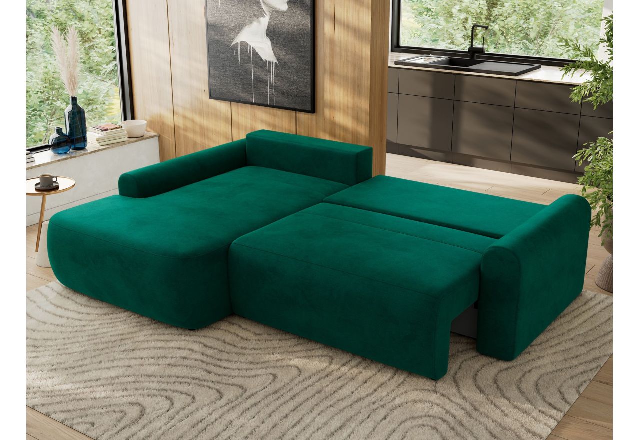 Narożnik CUBO L - strona lewa - ciemnozielony, welwet