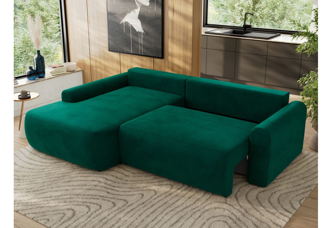 Narożnik CUBO L - strona lewa - ciemnozielony, welwet