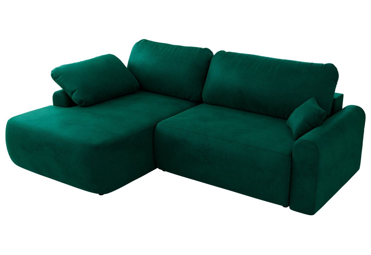 Narożnik CUBO L - strona lewa - ciemnozielony, welwet