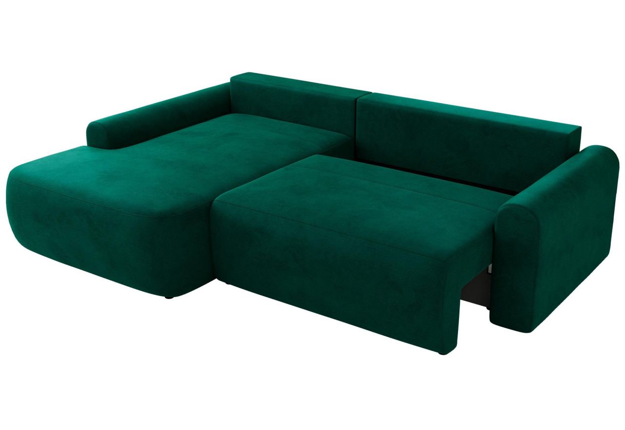Narożnik CUBO L - strona lewa - ciemnozielony, welwet