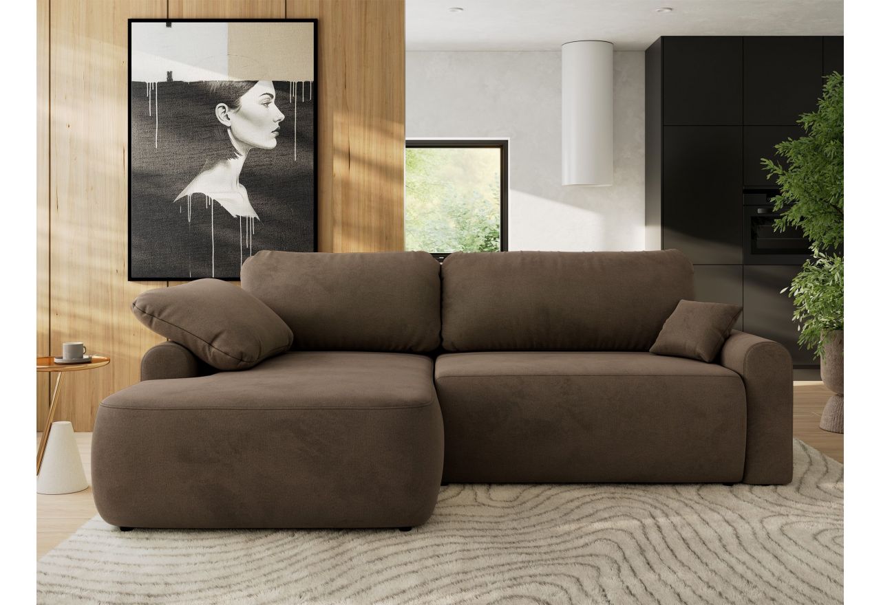 Narożnik CUBO L - strona lewa - brązowy, welwet