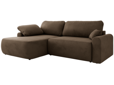 Narożnik CUBO L - strona lewa - brązowy, welwet