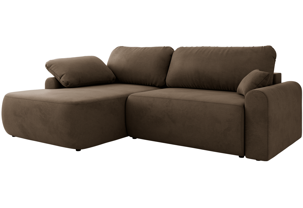 Narożnik CUBO L - strona lewa - brązowy, welwet