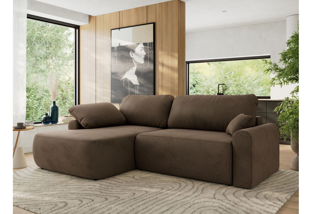 Narożnik CUBO L - strona lewa - brązowy, welwet