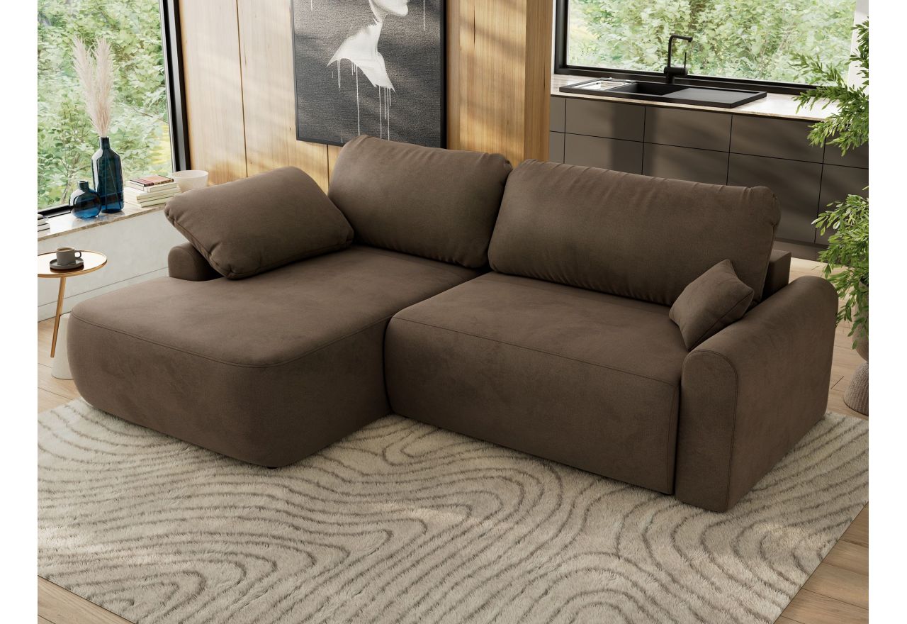 Narożnik CUBO L - strona lewa - brązowy, welwet