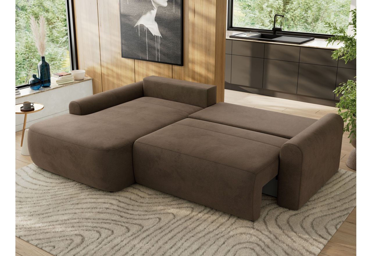 Narożnik CUBO L - strona lewa - brązowy, welwet