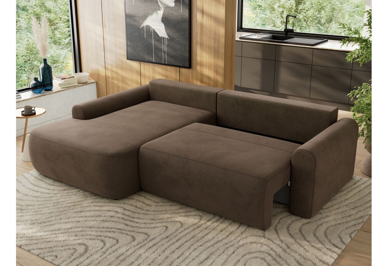 Narożnik CUBO L - strona lewa - brązowy, welwet