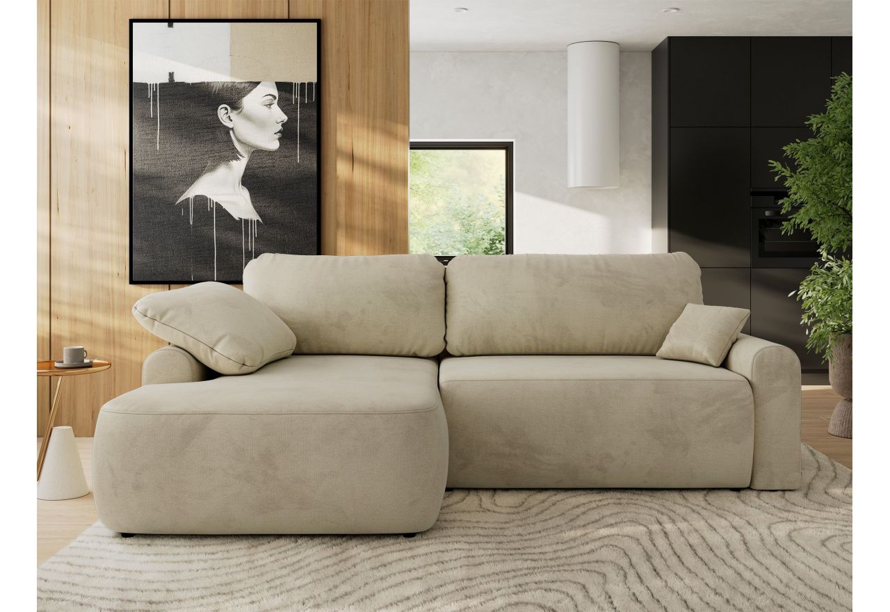 Narożnik CUBO L - strona lewa - beżowy, welwet