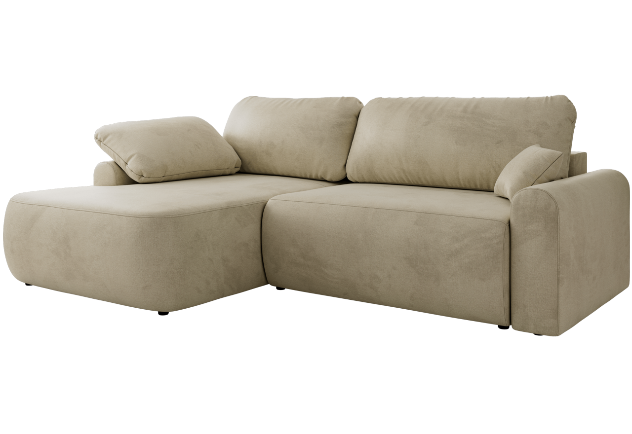 Narożnik CUBO L - strona lewa - beżowy, welwet