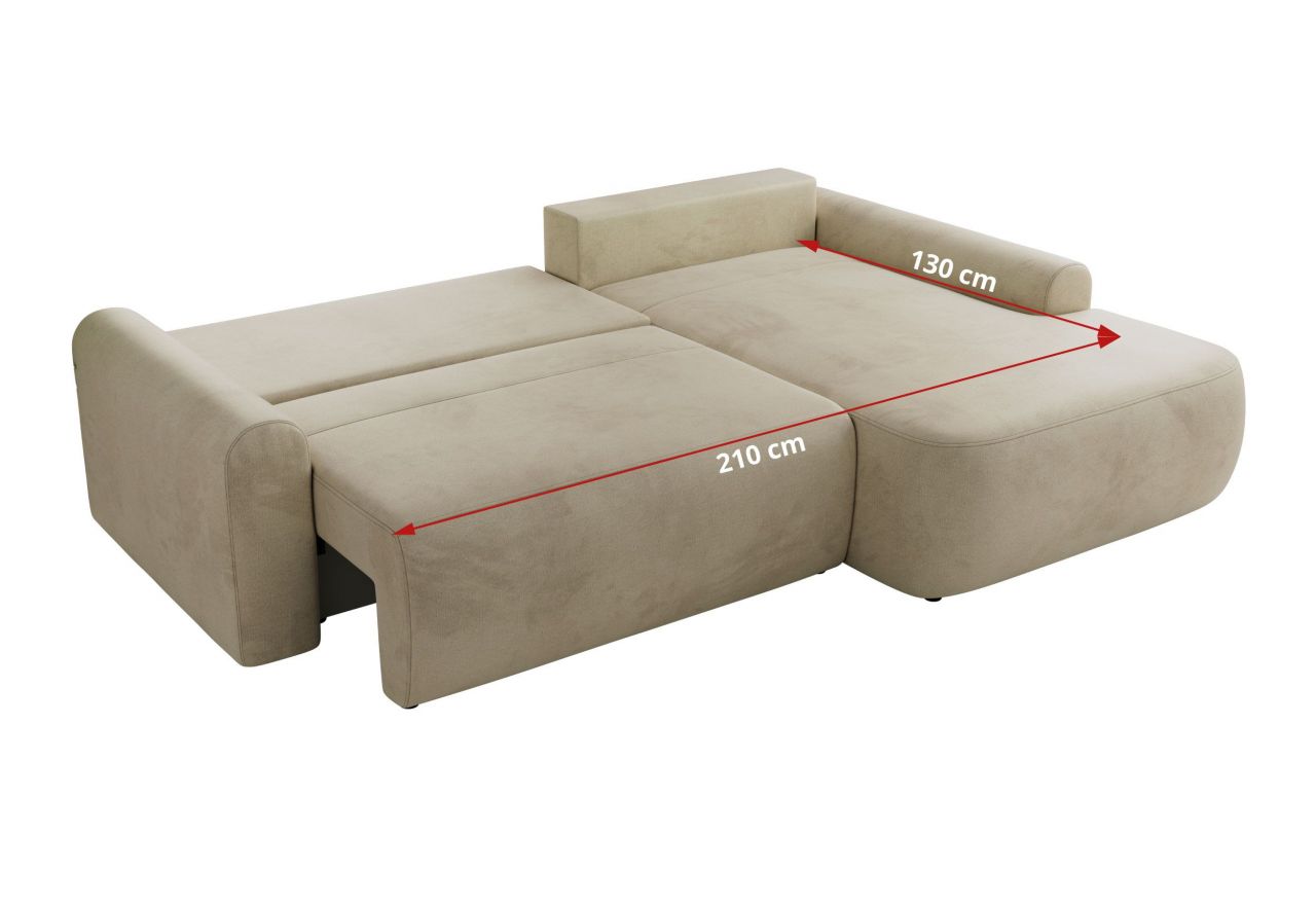 Narożnik CUBO L - strona lewa - beżowy, welwet