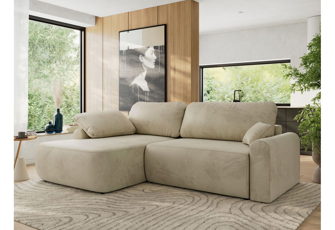 Narożnik CUBO L - strona lewa - beżowy, welwet