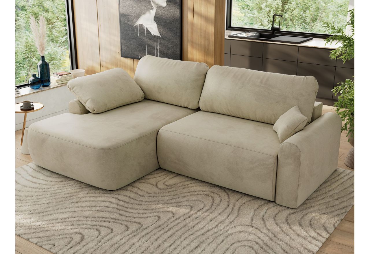 Narożnik CUBO L - strona lewa - beżowy, welwet