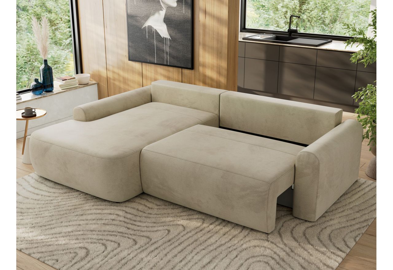 Narożnik CUBO L - strona lewa - beżowy, welwet