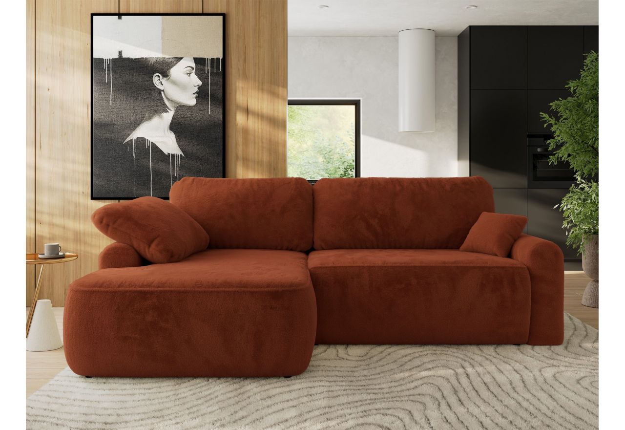 Narożnik CUBO L - strona lewa - pomarańczowy, plusz