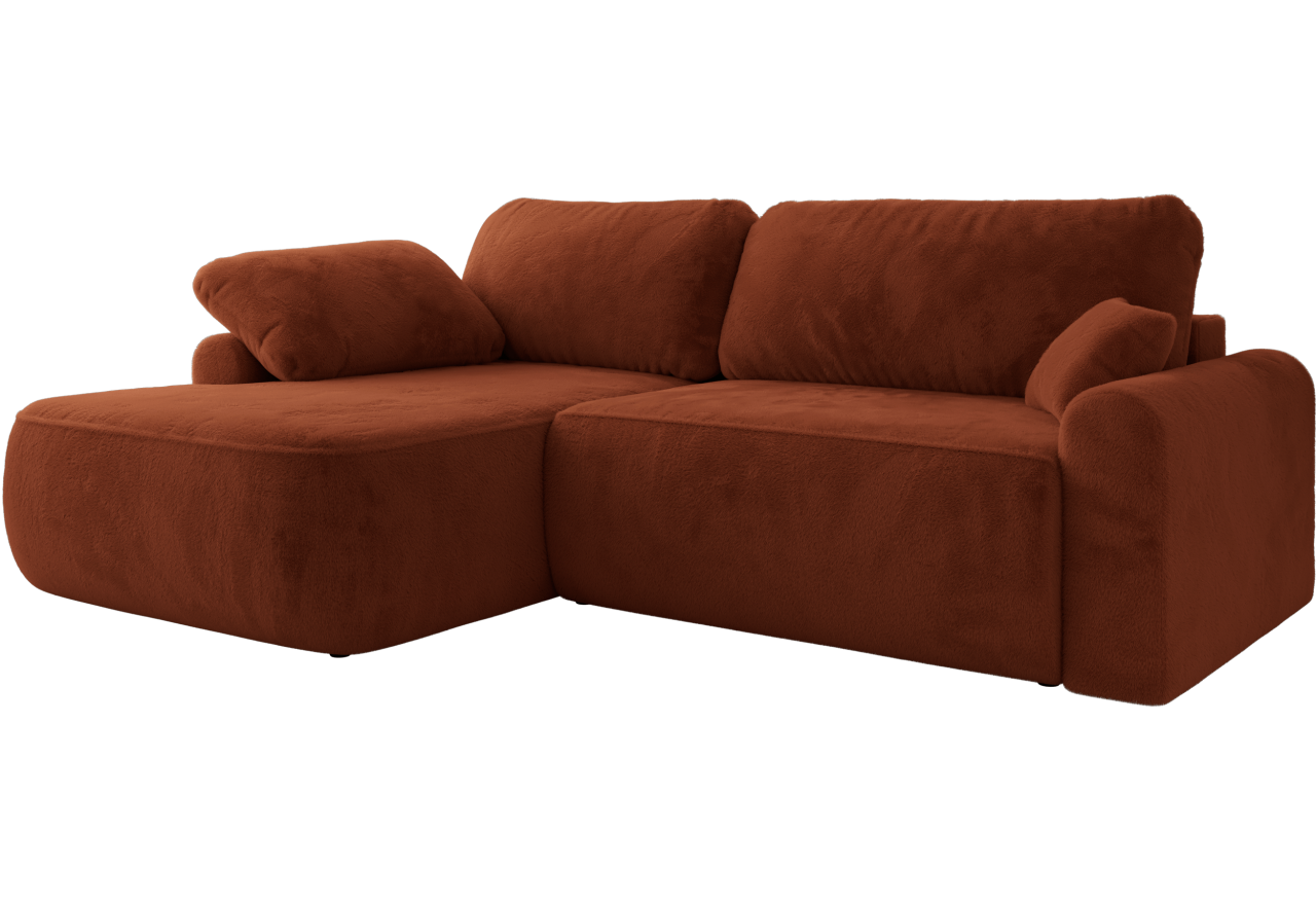 Narożnik CUBO L - strona lewa - pomarańczowy, plusz