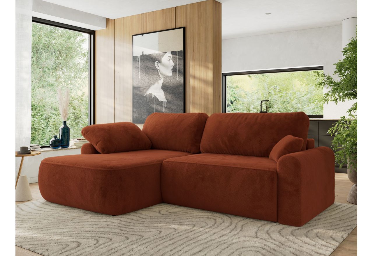 Narożnik CUBO L - strona lewa - pomarańczowy, plusz