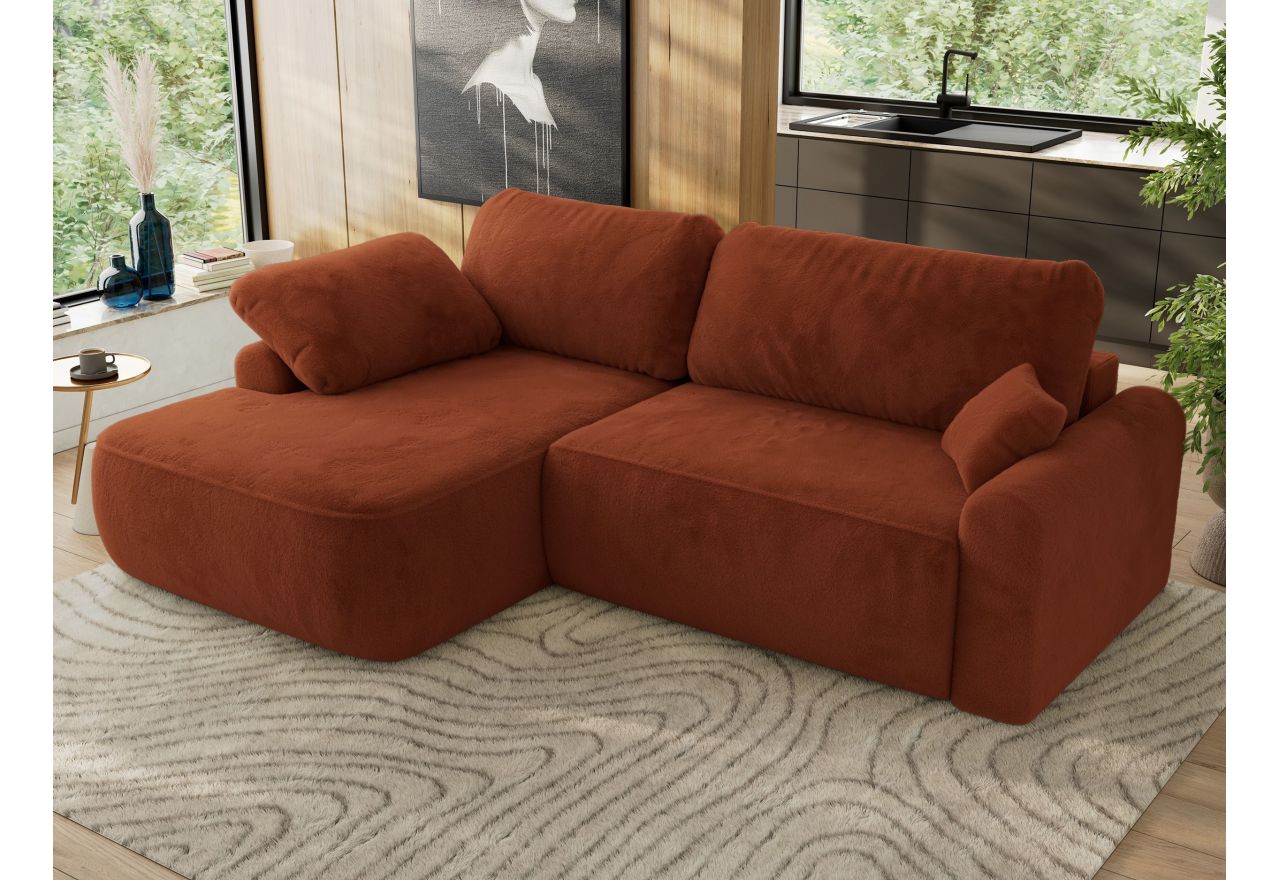 Narożnik CUBO L - strona lewa - pomarańczowy, plusz