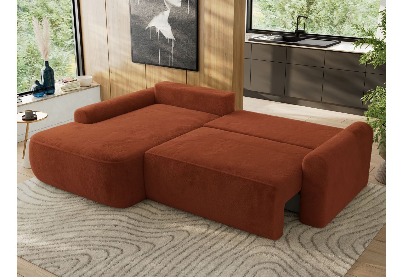 Narożnik CUBO L - strona lewa - pomarańczowy, plusz