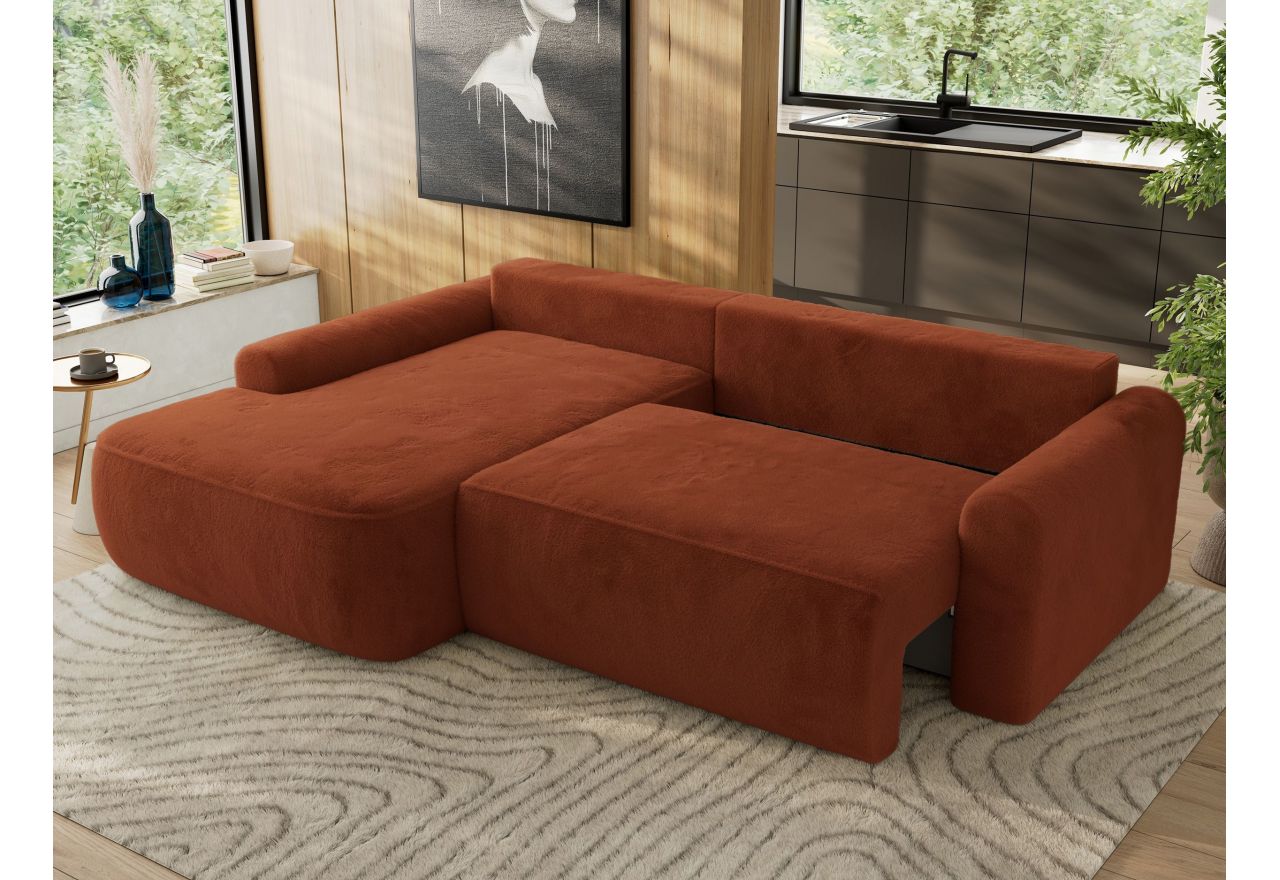 Narożnik CUBO L - strona lewa - pomarańczowy, plusz