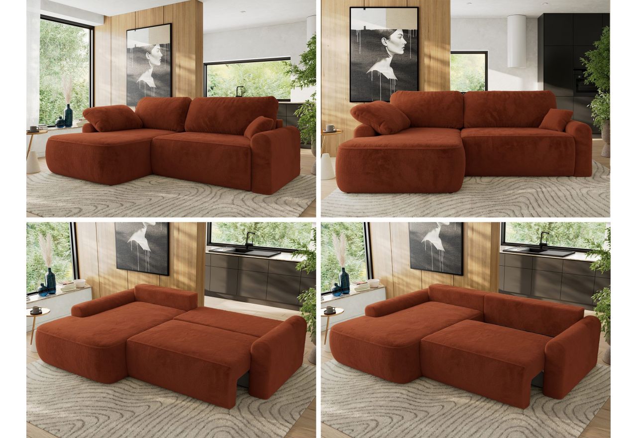 Narożnik CUBO L - strona lewa - pomarańczowy, plusz