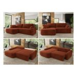 Narożnik CUBO L - strona lewa - pomarańczowy, plusz