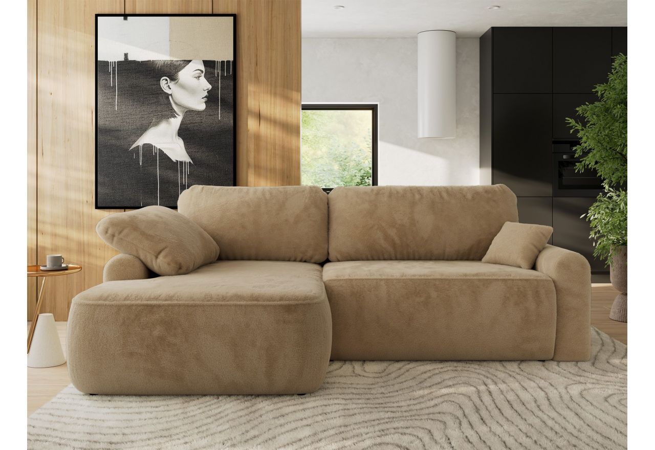 Narożnik CUBO L - strona lewa - beżowy, plusz