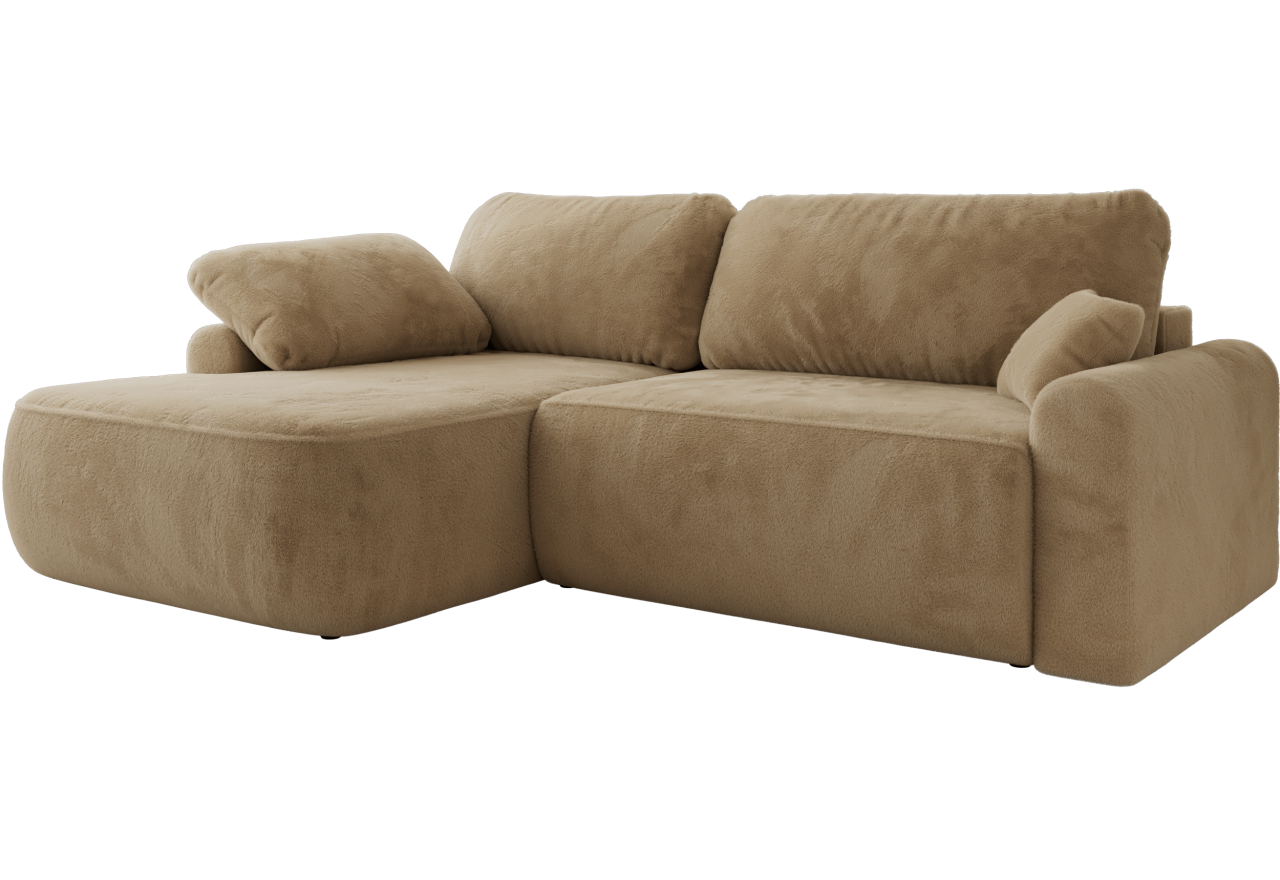 Narożnik CUBO L - strona lewa - beżowy, plusz