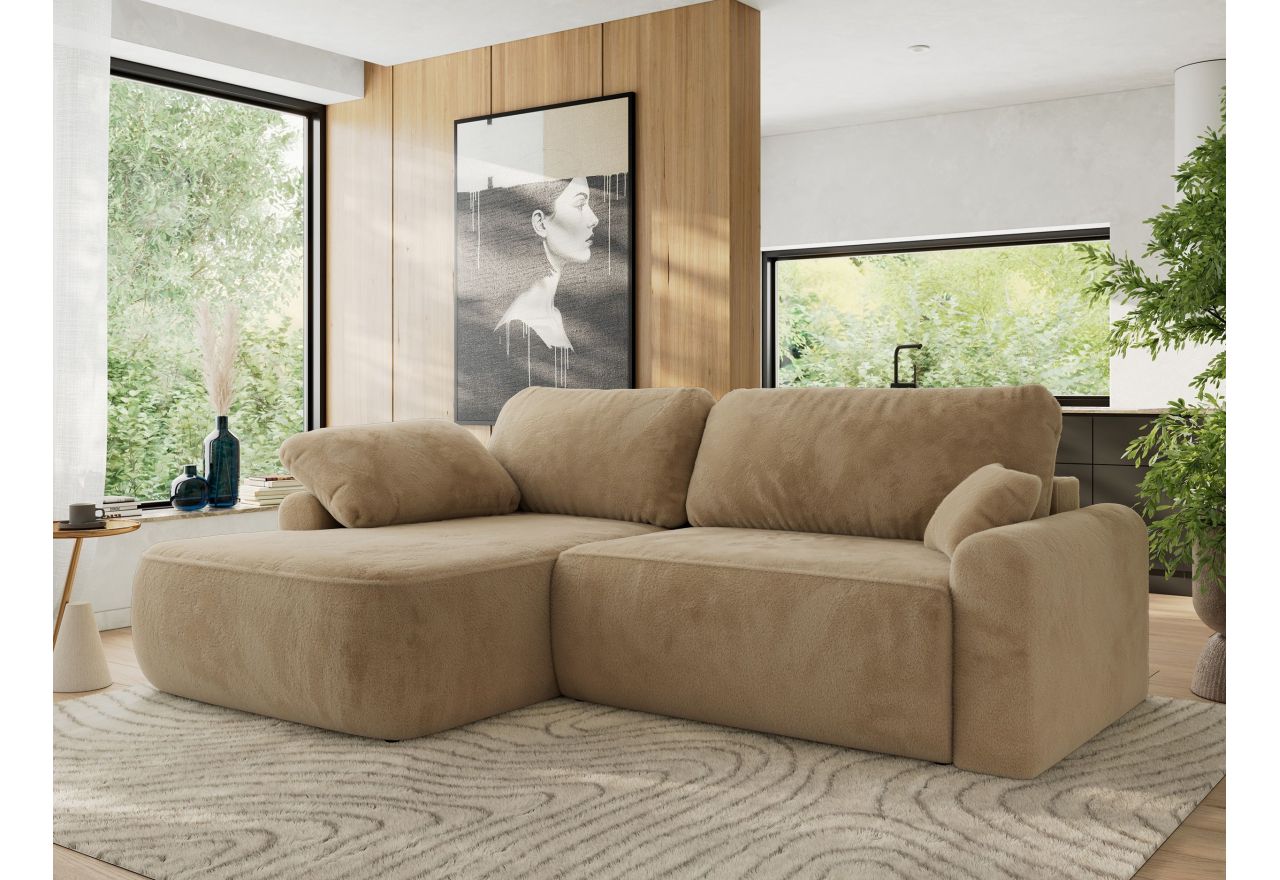 Narożnik CUBO L - strona lewa - beżowy, plusz