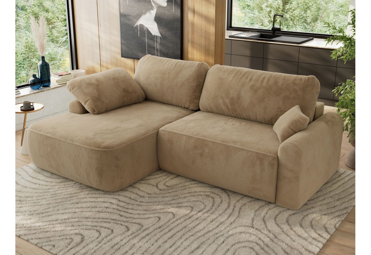 Narożnik CUBO L - strona lewa - beżowy, plusz