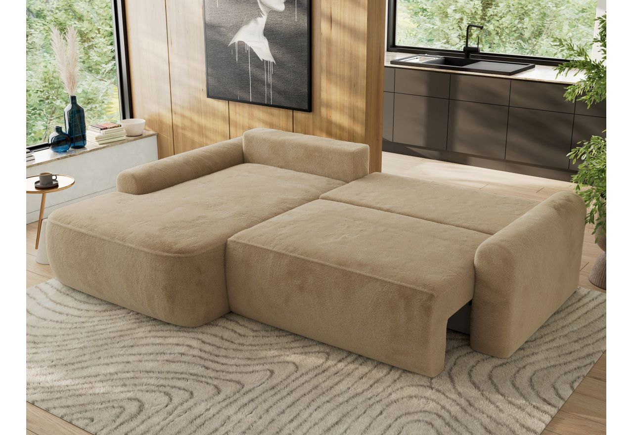 Narożnik CUBO L - strona lewa - beżowy, plusz