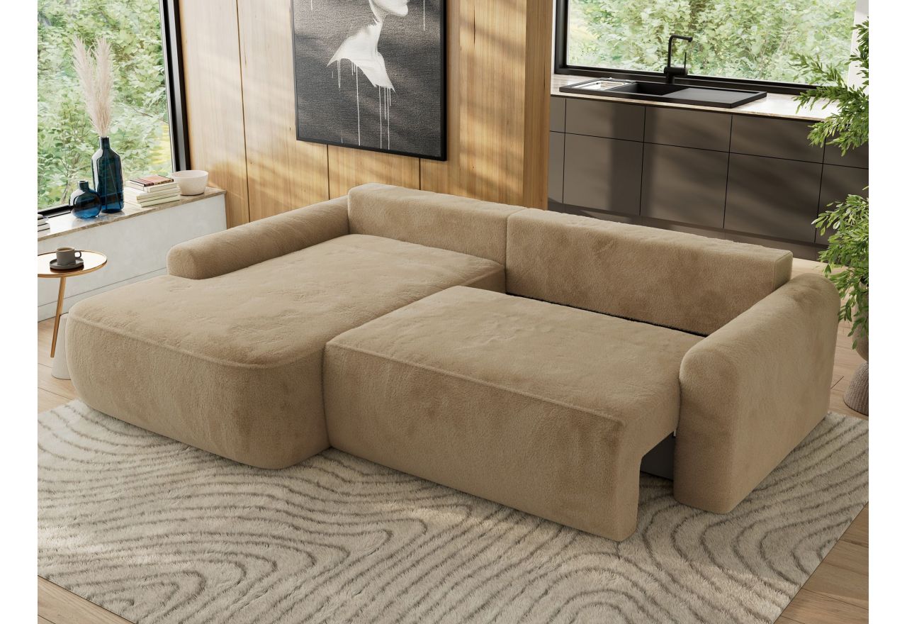 Narożnik CUBO L - strona lewa - beżowy, plusz