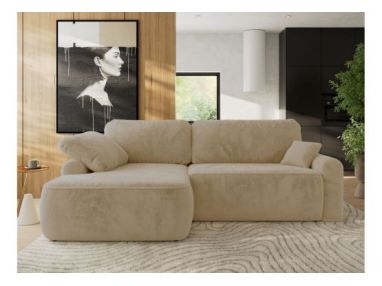 Narożnik CUBO L - strona lewa - kremowy, plusz