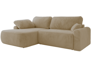 Narożnik CUBO L - strona lewa - kremowy, plusz